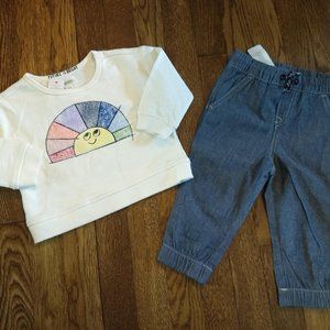 Gymboree rainbow sweatshirt top and jeans, NEW
